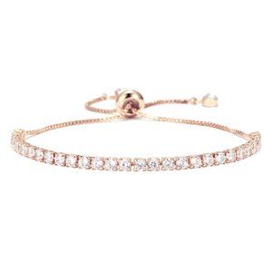Tennis Chain Bracelet Zirconia Rose Gold Pullable